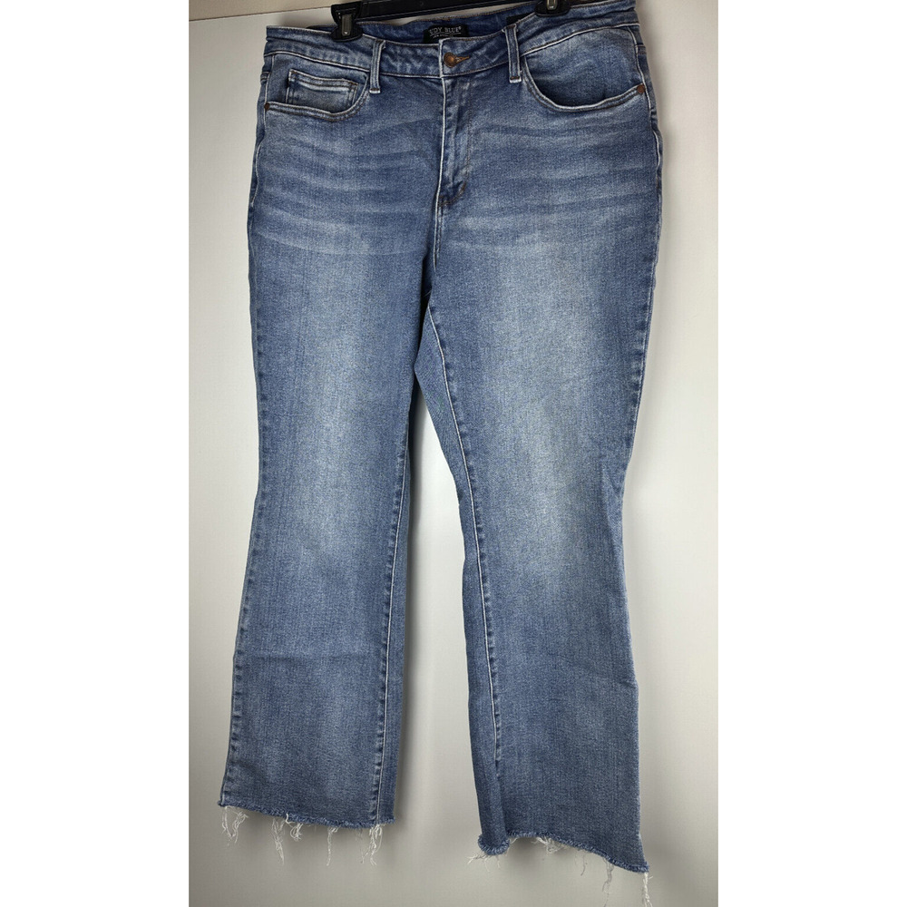 Judy Blue Bootcut Jeans Mid Rise Raw Hem Frayed Blue Women's Stretch 18W JB88604 - Picture 3 of 8